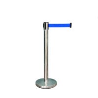 Crowd Control Barrier with Blue Belt | Heavy-Duty Stainless Steel Barrier