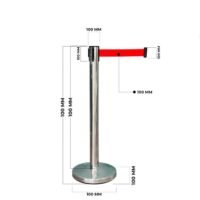 ⁦Stainless Steel Queue Barrier with 2 Meter Red Belt and U Shaped Base⁩ - الصورة ⁦2⁩